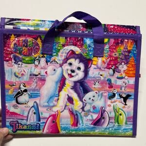Lisa Frank Multicolor Trifold Portfolio Tikanni Husky Dog Y2K